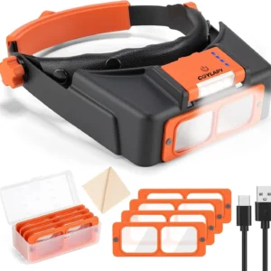 Stirnbandlupe mit Licht Juwelierlupe Lupe Visier Optivisor NEU-