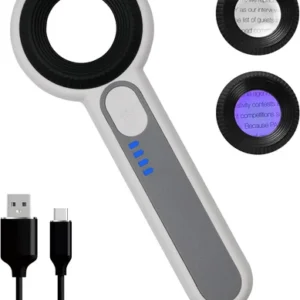 Handlupe 60-fach mit UV&LED-Leuchten Juwelier Lupe Vergrößerungsglas-