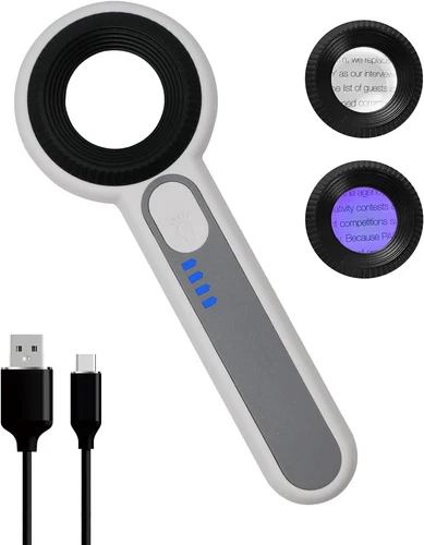 Handlupe 60-fach mit UV&LED-Leuchten Juwelier Lupe Vergrößerungsglas-