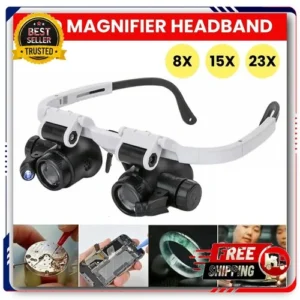 Jeweler Magnifier 2 LED Lamp Headband Light Loupe Magnifying Glass Tool